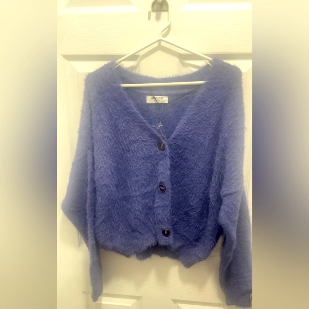Fuzzy cardigan sweater